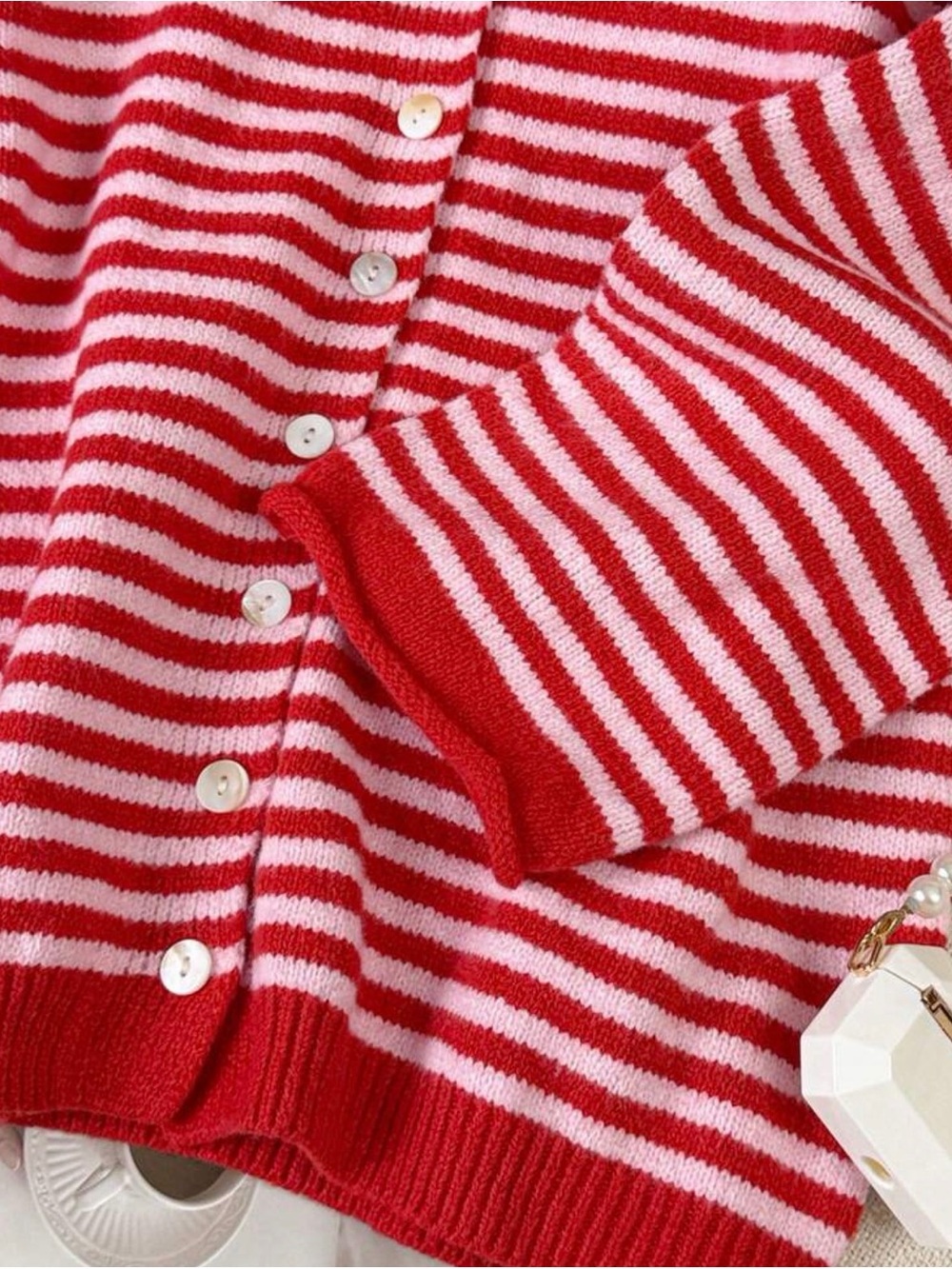 Red & White Striped Button-Front Knit Top - Picture 5 of 5